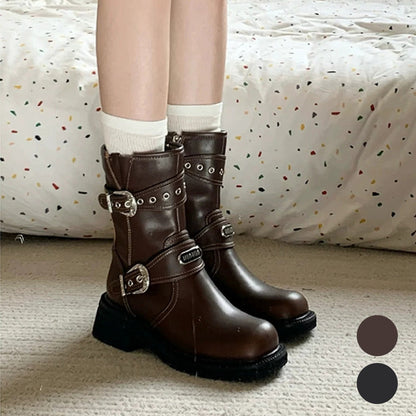 👢Rotund Toe Side Zip Vintage cizme pentru femei