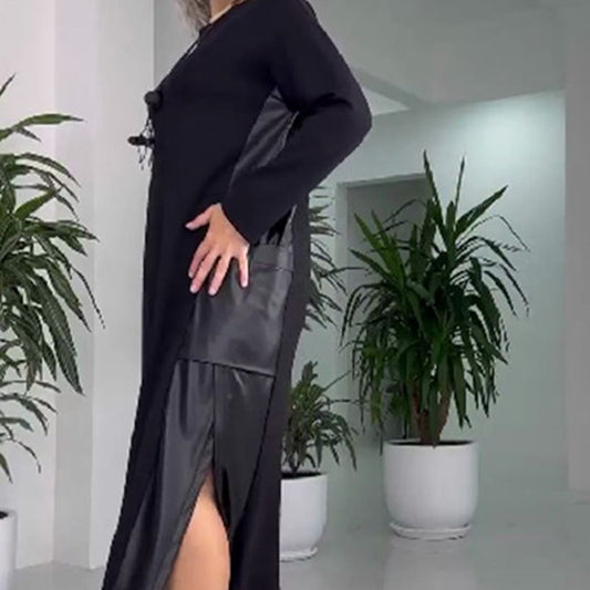 ✨Rochie casual din piele liberă pentru femei cu buzunare